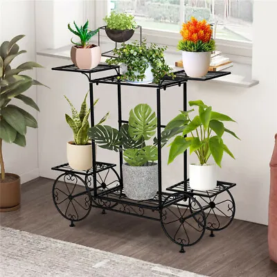 $39.90 • Buy 6 Tiers Garden Cart Stand & Flower Pot Plant Holder Display Rack Parisian Style