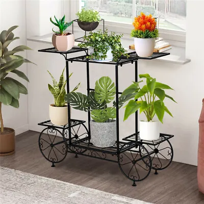 6 Tiers Garden Cart Stand & Flower Pot Plant Holder Display Rack Parisian Style • $39.90