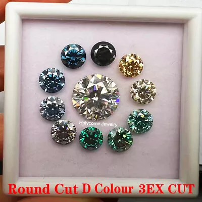 Multicolor Moissanite Loose Stone Round Gemstone VVS1 Pass Diamond Tester W. GRA • $200.60