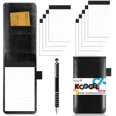 11PCS Mini Pocket Notepad Holder Set Pocket Notepad Flip Notepad With Pen Leath • $13.37