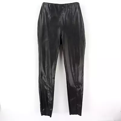 H&M Faux Leather Skinny Pants Lined Womens Size 8 Black 100% STRETCH Polyester • $16.79