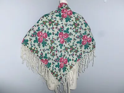 NWT Vintage Piano Shawl Antique Floral Shawl Handmade Poland Scarf Wrap • $62