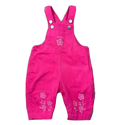 Papoose Baby Girls Overalls Sz 00 Pink Vintage Embroidered GZ • £25.78