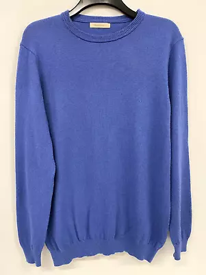 Woolovers Jumper Sweater Mens L Blue Merino Wool & Cashmere Extra Soft 742 • £24
