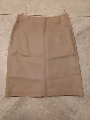 M&S Autograph Genuine Leather Pencil Skirt UK SIZE 14 Neutral • £39.99