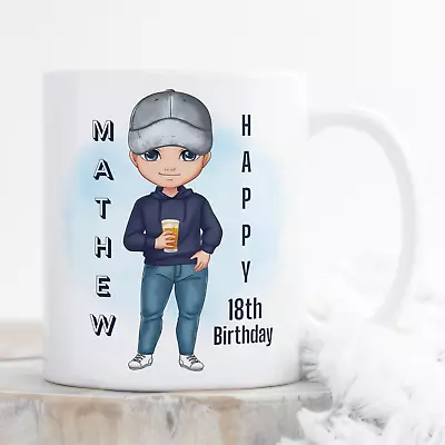 Personalised 18TH Birthday Boy  Mug Create Your Own Caricature • £10.99