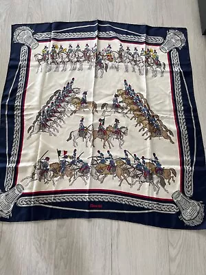 Vintage FIORIO SCARF French Gendarmery Military Horses Hand Rolled 33  Square • $19.99