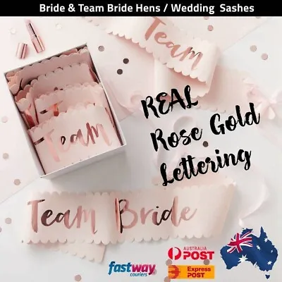 Blush Rose Gold Team Bride Hens Party Sash Sashes Night Bachelorette Bridal AUS • $3.49