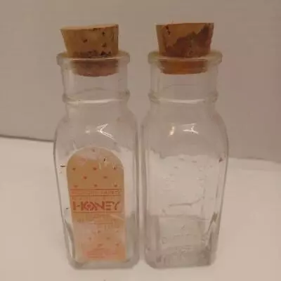 2 Vintage Hickory Farms Pure Honey Clover Bee Hive 4 Oz. Glass Bottles With Cork • $14.95