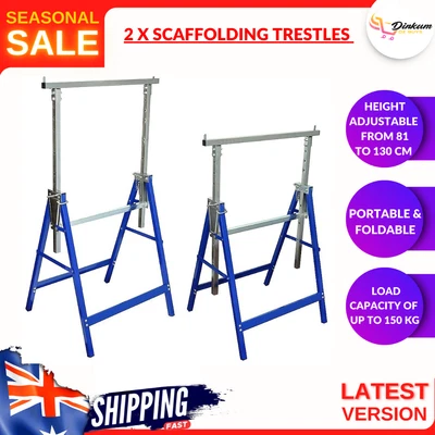 $130.49 • Buy 2 Scaffolding Trestles Building Handyman Works Scaffold Saw Horse Bench 150KG AU