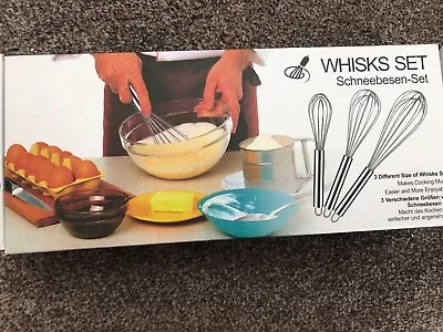 3 Pc Whisks Egg Beater Cakes Hand Blender Balloon Mix Stir Whip Wire Whisk Set • £3.50