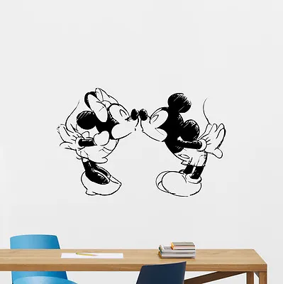 Mickey Minnie Mouse Kissing Wall Decal Vinyl Sticker Nursery Disney Decor 95bar • $29.97