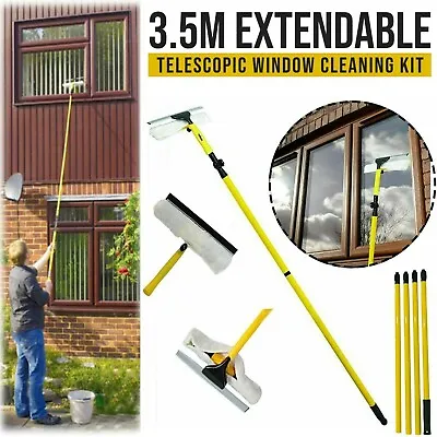£14.99 • Buy Long Professional Window Squeegee Cleaner Equipment Glass Cleaner Telescopic Kit