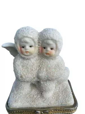 Baby Angels In Snowsuits On A Gold Trimmed Box Vintage/Box Has Yellowing Inside • £6.74