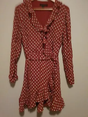 $39 • Buy Forever New Polka Dot Ruffle Wrap Dress Size 16 Exc Condition