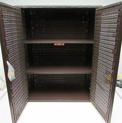 Vintage Harvey Brown Wicker Wall Cabinet Size: 24 X19 X 7  Made In USA NOS New • $250