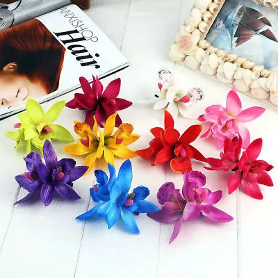 Women/Girls Artificial Lily Orchid Flower Hair Clip Double-flower Head Barrettes • £2.51