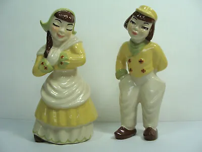 Vintage 1950s Ceramic Arts Studio Dutch Kiss Couple Boy & Girl Figurine Pair EUC • $32