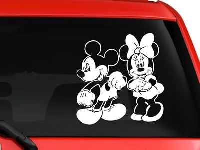 Mickey Mouse And Minnie Mouse Disney Cartoon Car Decal Sticker 6  White • $8.99