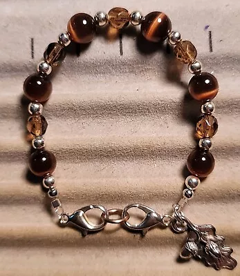 Brown Medical Alert ID Replacement Bracelet Cats Eye Glass Beads • $8.50