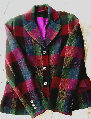 Ladies MAGEE Tweed Jacket Fits 10 Label 12- Rich Deep Shades Herringbone Pattern • £107.99