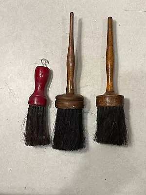 Vintage Wooden Bristle Paint Brush Lot Of 3 • $42