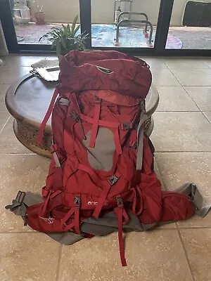 $105.50 • Buy Osprey Ariel 65L Red- Women’s Backpack Hiking Pack Size Large - Good Condition
