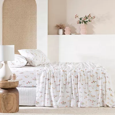 $62 • Buy New Habitat Floral Printed Flannelette Sheet Set