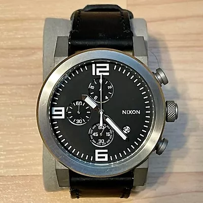 Nixon The Ride  Dodge  Chronograph Leather Band Black Dial Men's Analog Watch • $89.99