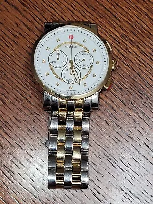 Authentic Michele Sport Sail Diamond Dial Two Tone Bracelet Watch 42mm-0.13 Ctw • $719.20