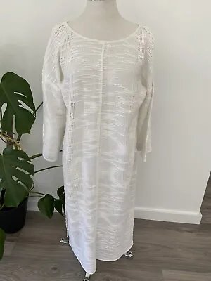 Maurie And Eve White Oversized Maxi Dress Seethrough Size 6 Generous Sizing • $51.47