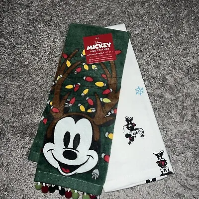 Disney Christmas Mickey Mouse & Friends Kitchen Dish Towel Set 2 Holiday Decor • $24.90