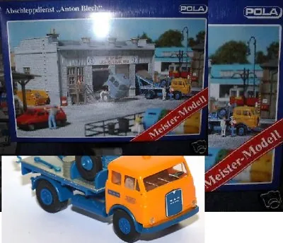 POLA H0 310664 Anton Tin Towing Service With Abschlepp-Lkw New Workshop 1:87 • $72.79