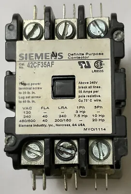 NOS Siemens Or Furnas 42CF35AF 3 Pole 50 Amp Definite Purpose Contactor • $39