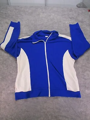 Vintage Cardigan Sweater Vest Mens XL Blue Acrylic Full Zip Pockets VTG • $26.98