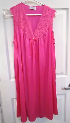 Vanity Fair Pink Nylon Lace Nightgown Womens Size Med. • $18