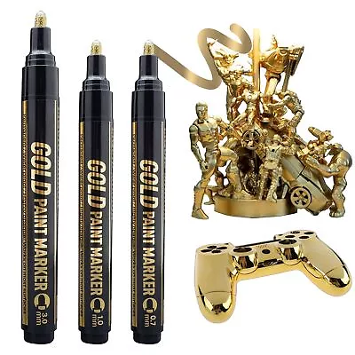 3PK Gold Chrome Marker Pen Gold Paint For Any Surface Gold Marker Paint Pen • $14.86