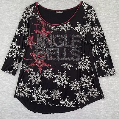 Vanilla Sugar Large T-Shirt Top Womens Black 3/4 Sleeve Graphic Tee Holiday Stud • $18