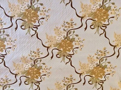 BRUNSCHWIG & FILS Floral Bouquets Matelasse Woven Italy Yellow Gold Cream 1+ Yds • $100