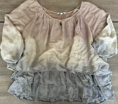 Tempo Paris Silk Blouse Layered Ombre Bohemian Edition Elisabeth II Italy Made M • $29.69