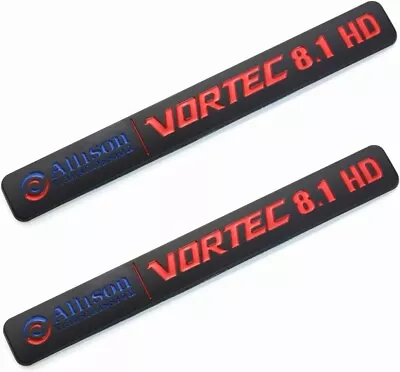 2x 8.1 Hd 8.1L Vortec Allison Transmission Emblem Sticke Decal Badges Black Red • $14.41
