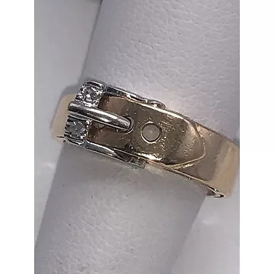 14K Yellow And White Gold Belt Buckle Equestrian Ring • $599