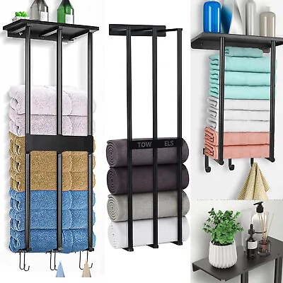 Towel Rack Wall Mounted Metal Rack Towel Holder Organizer For Modern Bathroom • $28.96