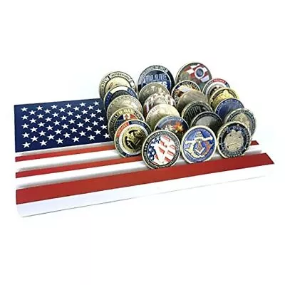 6 Rows American Flag Coin Holder Military Challenge Coin Display Stand Wood  • $35.18
