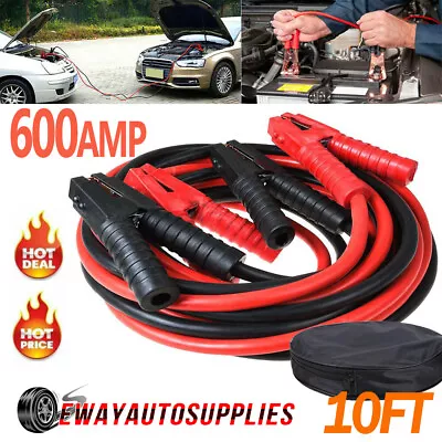 600Amp 2 Gauge Booster Cables 10 FT Power Start Jumper Heavy Duty Car Emergency • $27.95