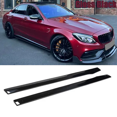 Gloss Side Skirts Extensions For Mercedes W205 C205 C300 C43 C63 AMG Coupe Sedan • $189.99