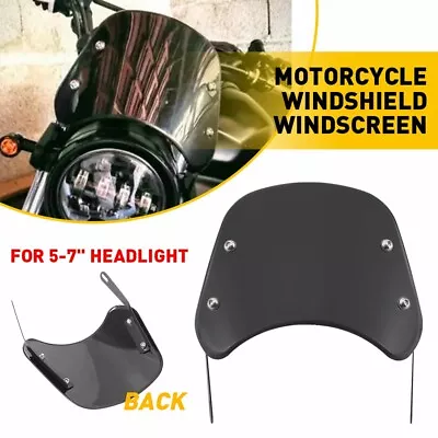 5 -7  Black Motorcycle Round Windscreen Windshield Headlight For BMW Honda • $19.99