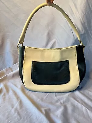 J.CREW Vintage Black & Tan Leather Tote Handbag W/Detachable Shoulder Strap • $22.90