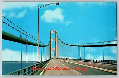 Straits Of Mackinac Bridge - Michigan's Peninsulas - Vintage Postcard - Unposted • $4.44