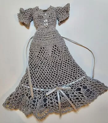 Vintage Barbie Clone Doll  Crocheted Gray Gown Dress Handmade Mommy • $15.50